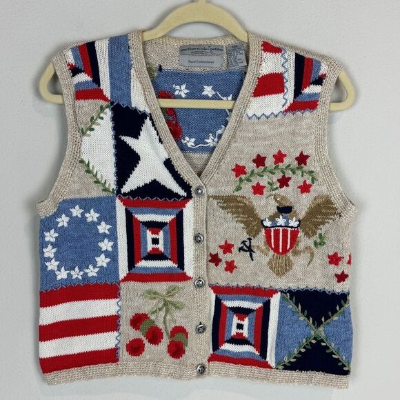 Vintage Northern Isles Petites Hand-embroidered Vest Americana PS - Picture 1 of 10